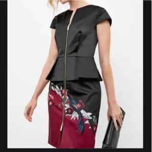 Ted Baker Jaunel Satin Peplum Dress - US Size 6 (Ted Size 2)